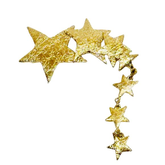 Large Gold Tone Shooting Star Brooch with Movement - Picture 2 of 5